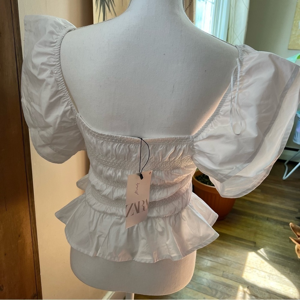ZARA TOP RUFFLED BODICE WITH BUTTERFLY SLEEVES - Picture 5 of 16